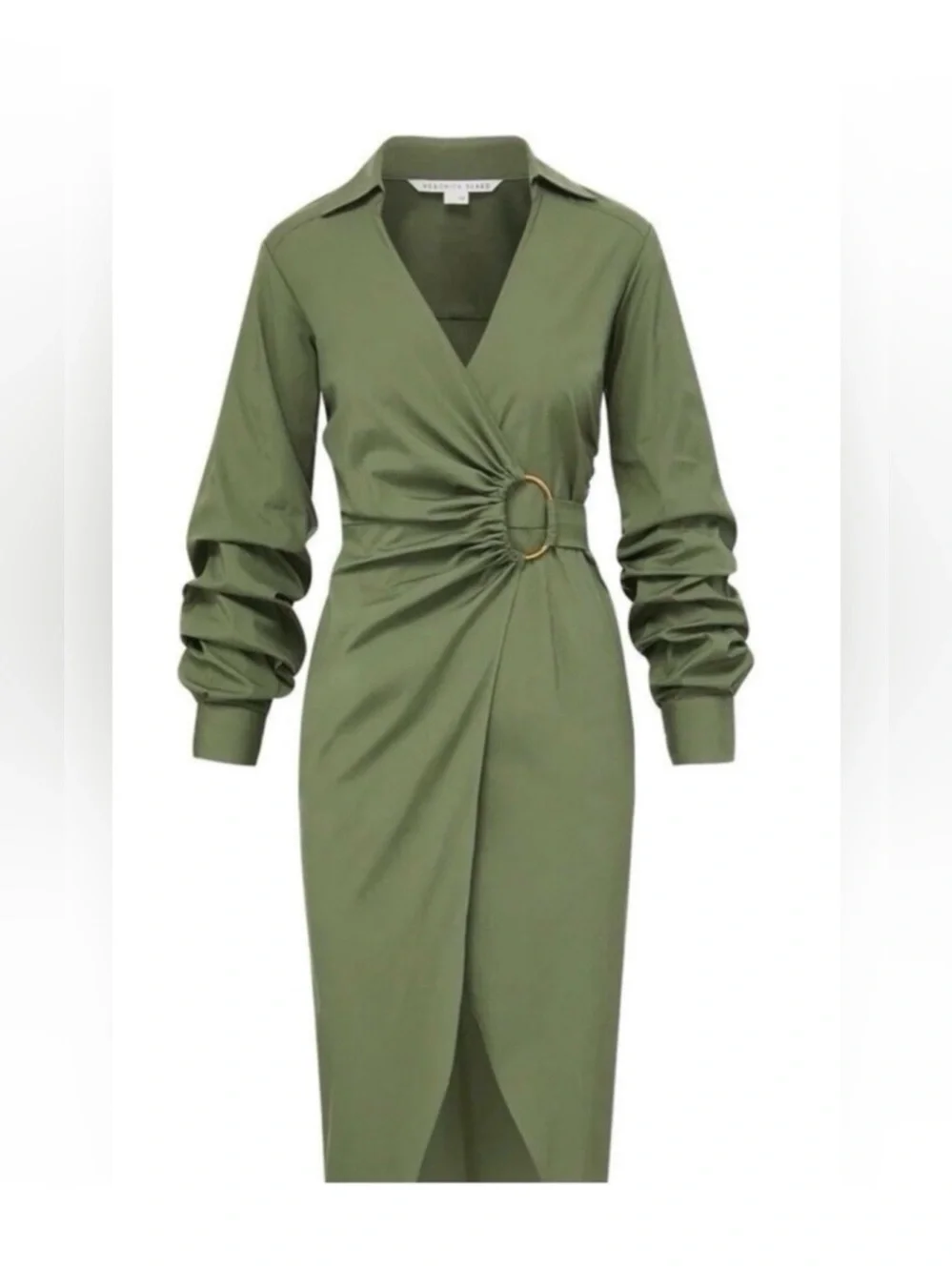 Veronica beard size 6 Olive Green Wrap Shirt Dress with Ring Detail